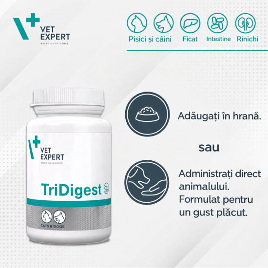 Tridigest Vet Expert – Supliment pentru Susținerea Sistemului Digestiv la Câini și Pisici – 40 Tablete